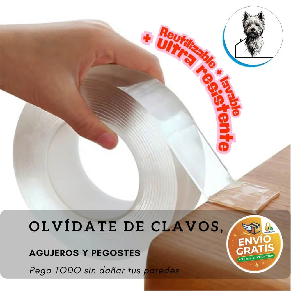 🚨PROMO 2X1 🚨Cinta Adhesiva Doble Contacto LAVABLE Y REUTILIZABLE