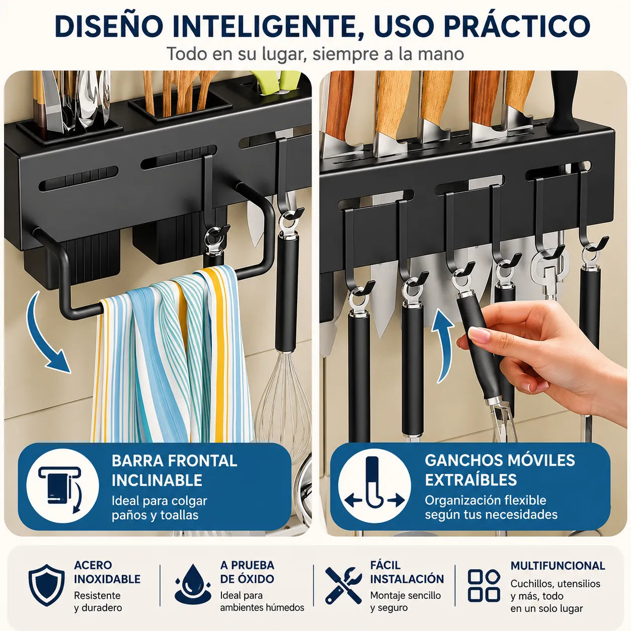 Organizador de Cuchillos Adhesivo - Espacio Inteligente