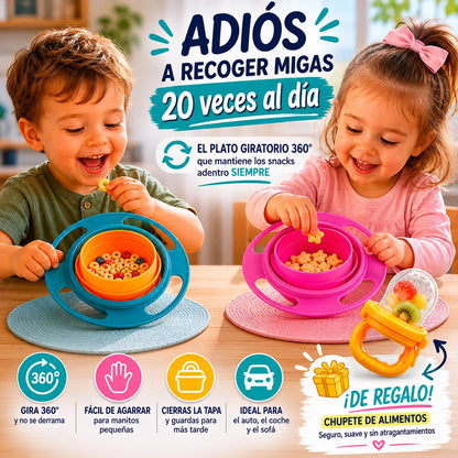 Plato Infantil Giratorio Antiderrame con Tapa