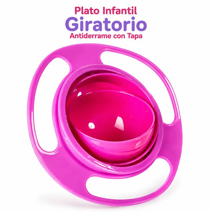 Plato Infantil Giratorio Antiderrame con Tapa
