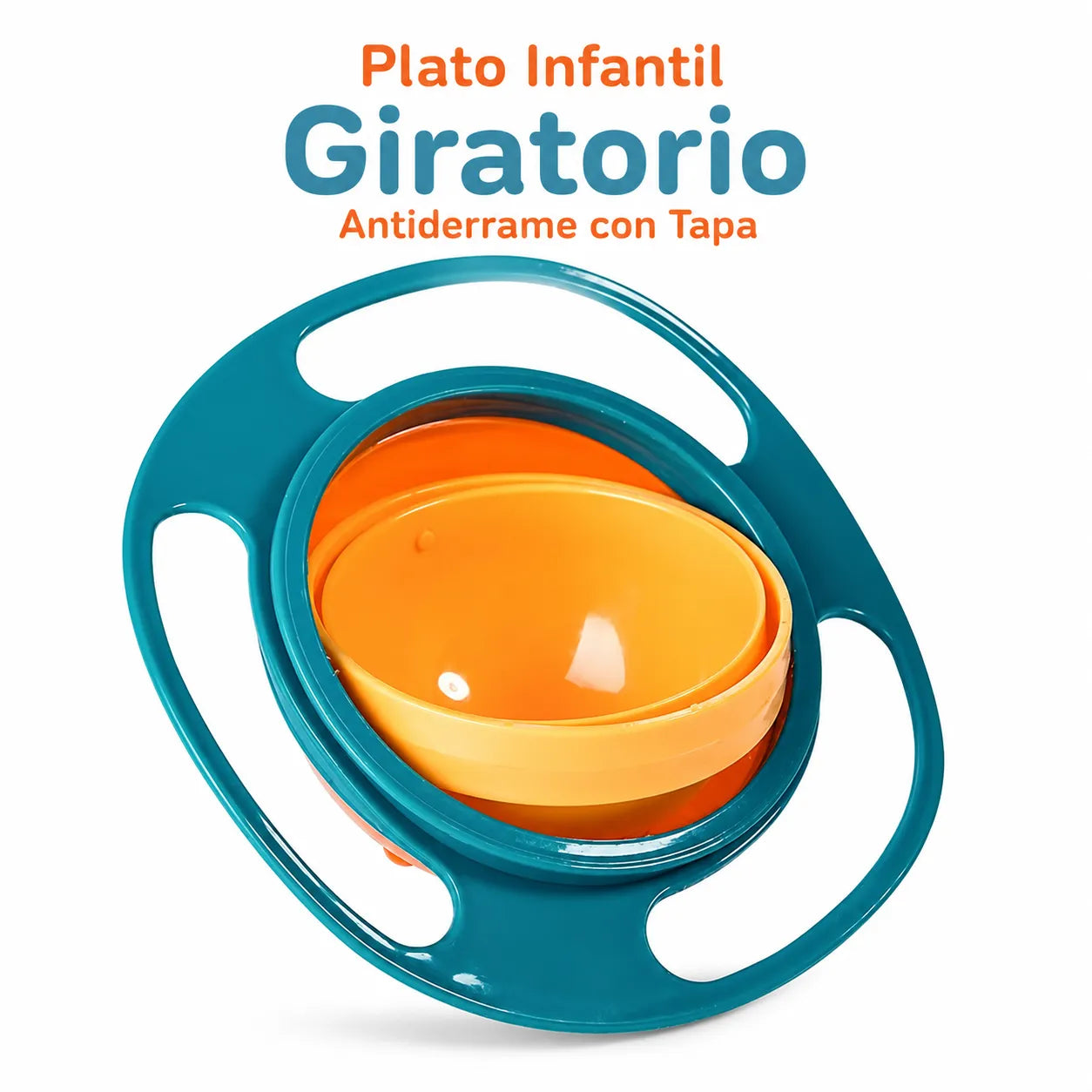 Plato Infantil Giratorio Antiderrame con Tapa