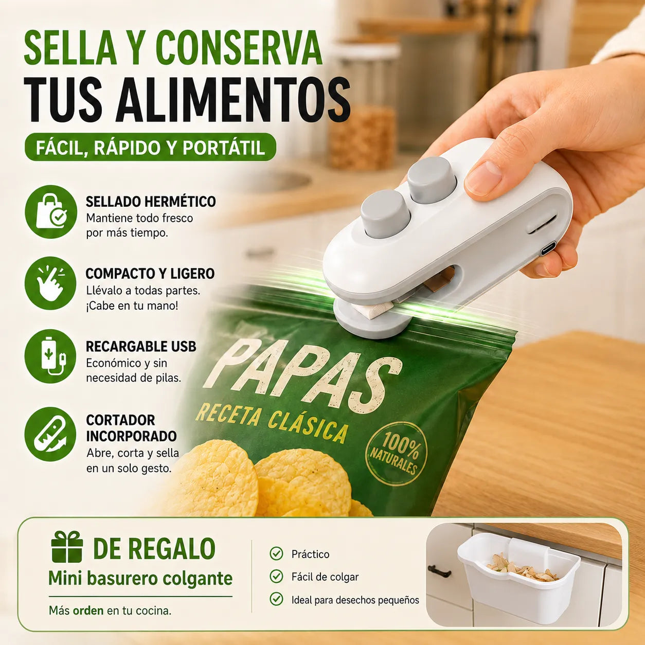 Sellador Térmico de Bolsas + 🎁 Regalo