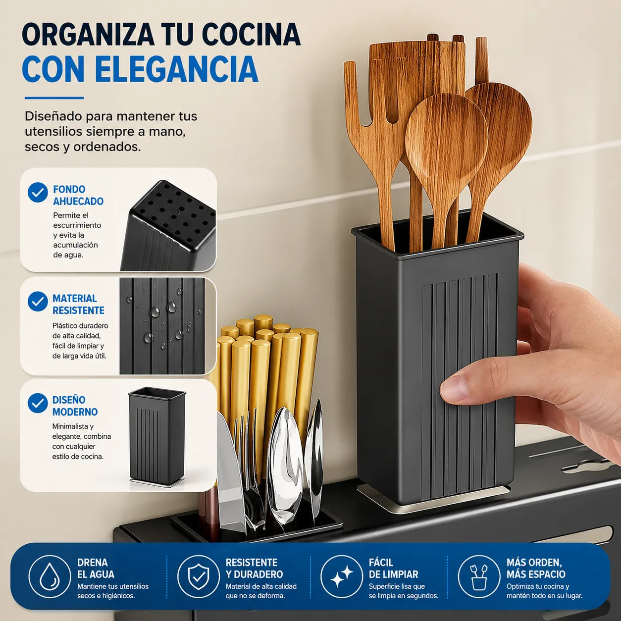 Organizador de Cuchillos Adhesivo - Espacio Inteligente