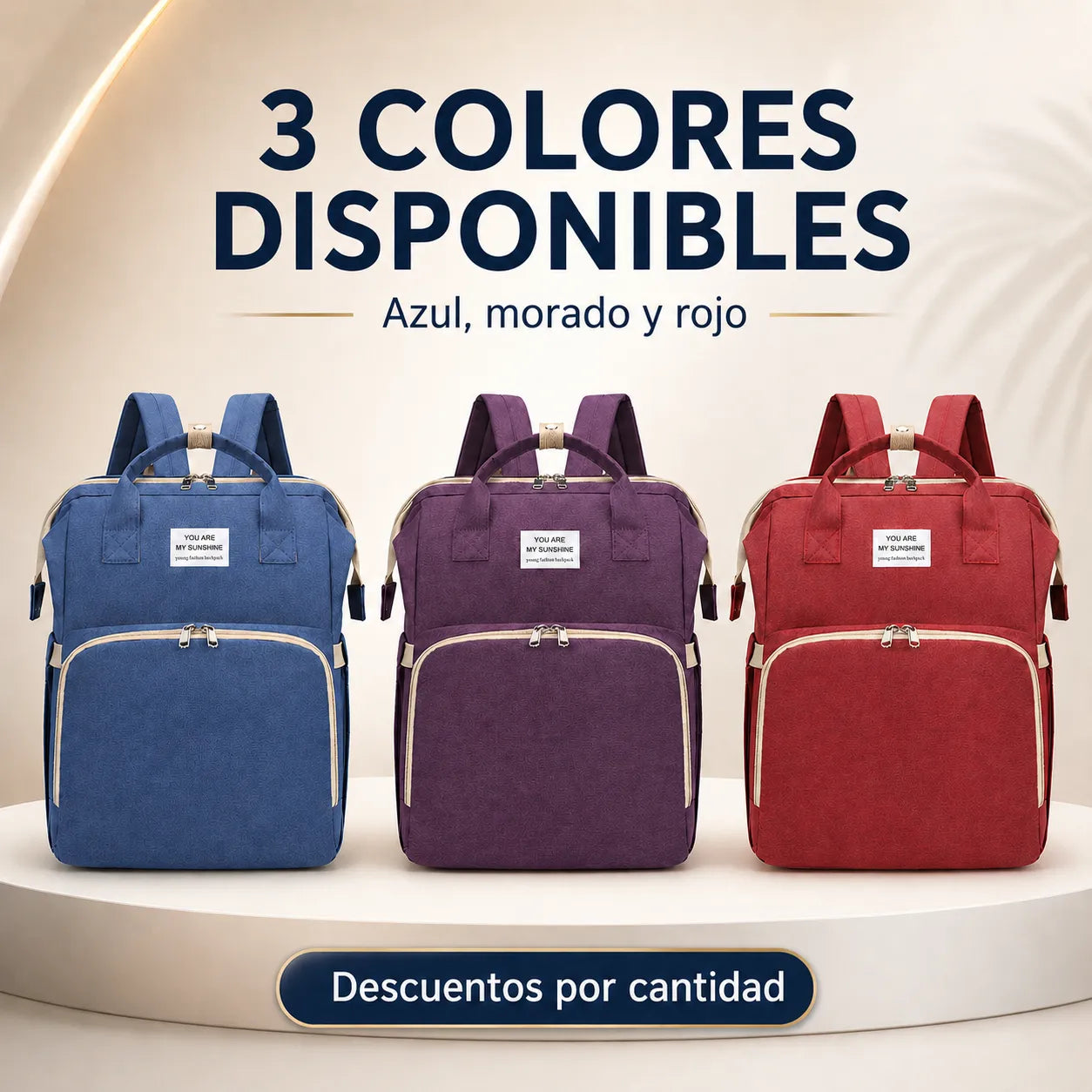 Pañalera Plegable Multifunción (Colores Morado-Rojo-Azul)