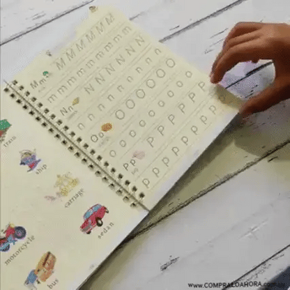 Set 4 Cuadernos  de Caligrafía Mágicos +  🎁 Regalo Tarjetas Ingles Interactivo
